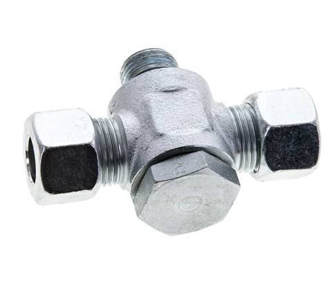 12L & M16x1.5 Zink plated Steel Tee Swivel Joint Cutting Fitting with Male Threads 315 bar NBR ISO 8434-1