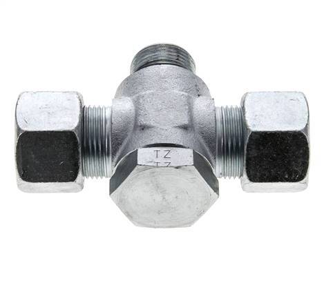 16S & M22x1.5 Zink plated Steel Tee Swivel Joint Cutting Fitting with Male Threads 400 bar NBR ISO 8434-1