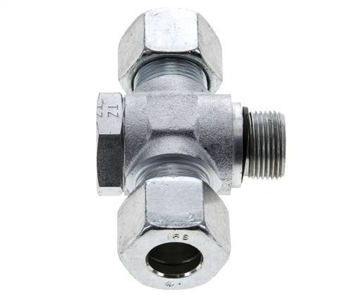 16S & M22x1.5 Zink plated Steel Tee Swivel Joint Cutting Fitting with Male Threads 400 bar NBR ISO 8434-1