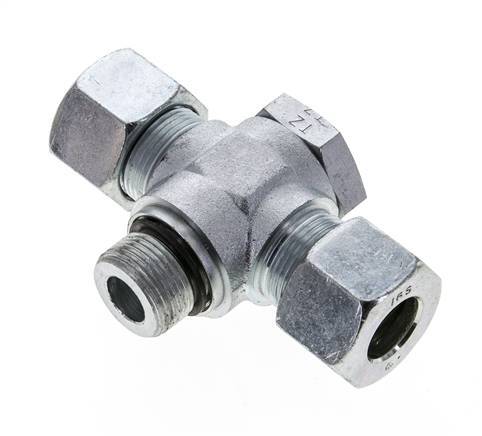 16S & M22x1.5 Zink plated Steel Tee Swivel Joint Cutting Fitting with Male Threads 400 bar NBR ISO 8434-1