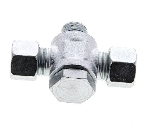 12L & G3/8'' Zink plated Steel Tee Swivel Joint Cutting Fitting with Male Threads 315 bar NBR ISO 8434-1