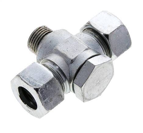 18L & G1/2'' Zink plated Steel Tee Swivel Joint Cutting Fitting with Male Threads 315 bar NBR ISO 8434-1