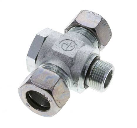 22L & G3/4'' Zink plated Steel Tee Swivel Joint Cutting Fitting with Male Threads 160 bar NBR ISO 8434-1