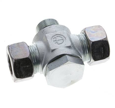 22L & G3/4'' Zink plated Steel Tee Swivel Joint Cutting Fitting with Male Threads 160 bar NBR ISO 8434-1