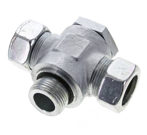 28L & G1'' Zink plated Steel Tee Swivel Joint Cutting Fitting with Male Threads 160 bar NBR ISO 8434-1