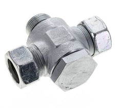 28L & G1'' Zink plated Steel Tee Swivel Joint Cutting Fitting with Male Threads 160 bar NBR ISO 8434-1