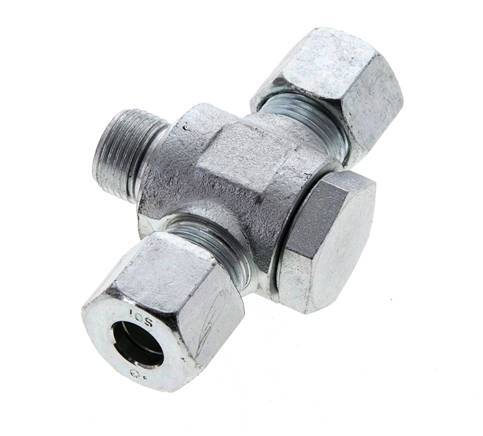 10S & G3/8'' Zink plated Steel Tee Swivel Joint Cutting Fitting with Male Threads 400 bar NBR ISO 8434-1