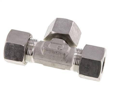 16S Stainless Steel T-Shape Tee Cutting Fitting with Swivel 400 bar Adjustable ISO 8434-1