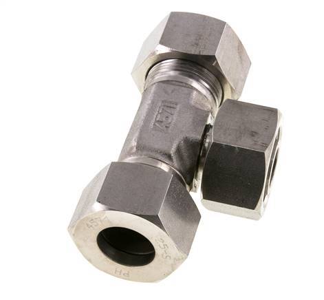 25S RVS T-stuk Snijringkoppeling Draaidoorvoer 400bar Verstelbaar ISO 8434-1