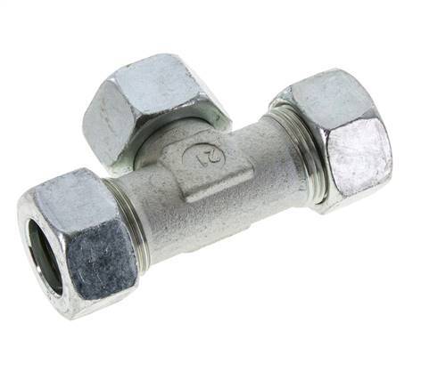 22L Zink plated Steel T-Shape Tee Cutting Fitting with Swivel 160 bar NBR Adjustable ISO 8434-1