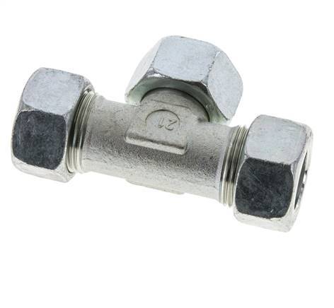 22L Zink plated Steel T-Shape Tee Cutting Fitting with Swivel 160 bar NBR Adjustable ISO 8434-1