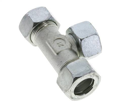 22L Zink plated Steel T-Shape Tee Cutting Fitting with Swivel 160 bar NBR Adjustable ISO 8434-1