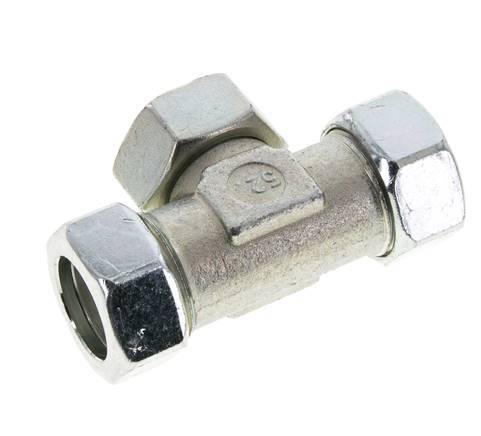 28L Zink plated Steel T-Shape Tee Cutting Fitting with Swivel 160 bar NBR Adjustable ISO 8434-1