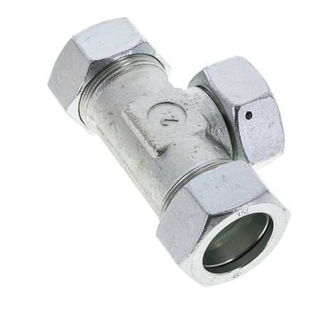35L Zink plated Steel T-Shape Tee Cutting Fitting with Swivel 160 bar NBR Adjustable ISO 8434-1
