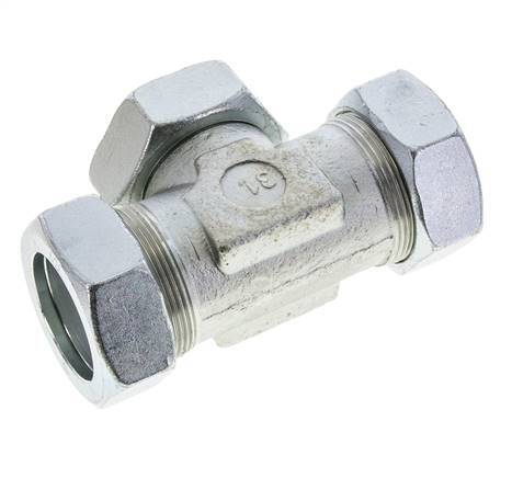 42L Zink plated Steel T-Shape Tee Cutting Fitting with Swivel 160 bar NBR Adjustable ISO 8434-1