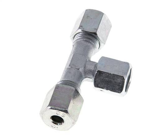 6S Zink plated Steel T-Shape Tee Cutting Fitting with Swivel 630 bar NBR Adjustable ISO 8434-1