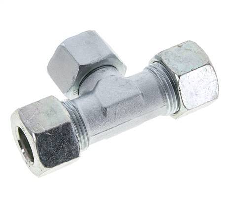 20S Zink plated Steel T-Shape Tee Cutting Fitting with Swivel 400 bar NBR Adjustable ISO 8434-1