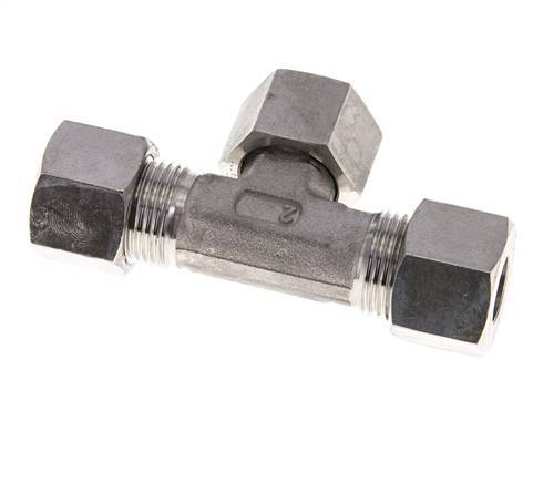 12S RVS T-stuk Snijringkoppeling Draaidoorvoer 630bar FKM Verstelbaar ISO 8434-1