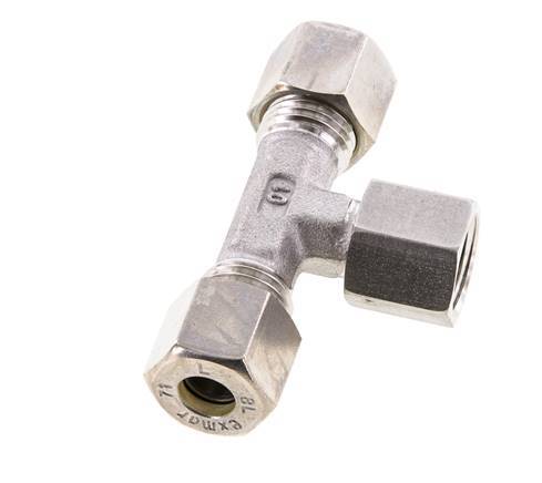 8L RVS T-stuk Knelfitting Draaidoorvoer 315bar FKM Verstelbaar ISO 8434-1