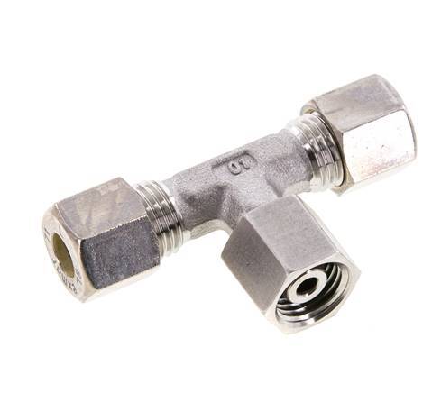 8L RVS T-stuk Knelfitting Draaidoorvoer 315bar FKM Verstelbaar ISO 8434-1