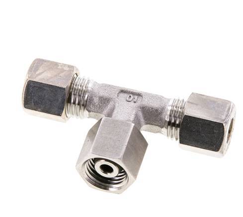 8L RVS T-stuk Knelfitting Draaidoorvoer 315bar FKM Verstelbaar ISO 8434-1