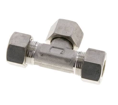15L RVS T-stuk Knelfitting Draaidoorvoer 315bar FKM Verstelbaar ISO 8434-1