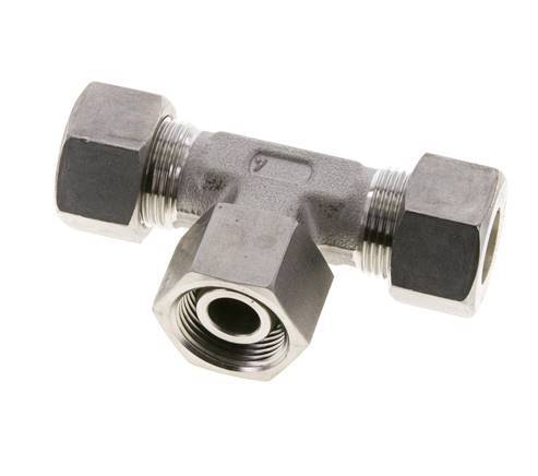 15L RVS T-stuk Knelfitting Draaidoorvoer 315bar FKM Verstelbaar ISO 8434-1