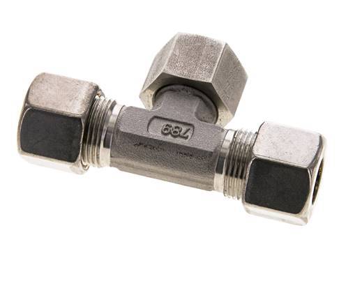 14S Stainless Steel T-Shape Tee Compression Fitting with Swivel 400 bar FKM Adjustable ISO 8434-1