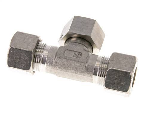 16S RVS T-stuk Knelfitting Draaidoorvoer 400bar FKM Verstelbaar ISO 8434-1