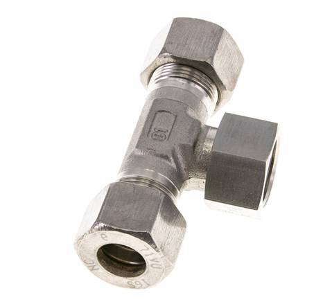 16S RVS T-stuk Knelfitting Draaidoorvoer 400bar FKM Verstelbaar ISO 8434-1