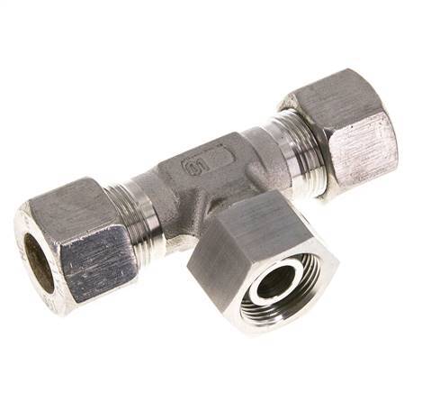 16S RVS T-stuk Knelfitting Draaidoorvoer 400bar FKM Verstelbaar ISO 8434-1