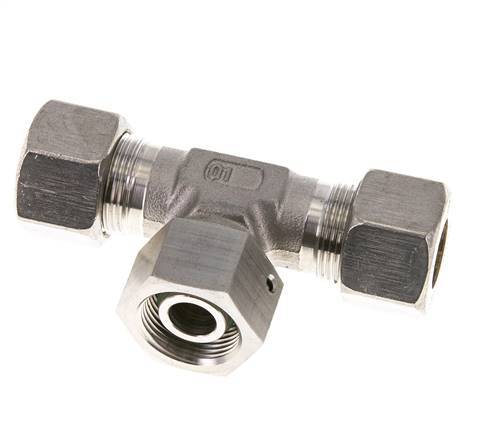 16S RVS T-stuk Knelfitting Draaidoorvoer 400bar FKM Verstelbaar ISO 8434-1