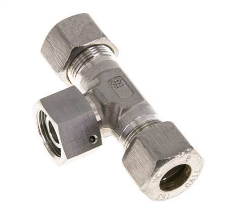 16S RVS T-stuk Knelfitting Draaidoorvoer 400bar FKM Verstelbaar ISO 8434-1