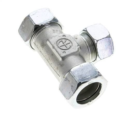 22L & 28L Zink plated Steel T-Shape Tee Cutting Fitting 160 bar ISO 8434-1