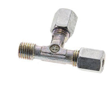 4LL & M8x1 (con) Zink Plated Steel Right Angle Tee Cutting Fitting with Male Threads 100 bar ISO 8434-1