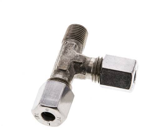 6L & M10x1 (con) Stainless Steel Right Angle Tee Cutting Fitting with Male Threads 315 bar ISO 8434-1