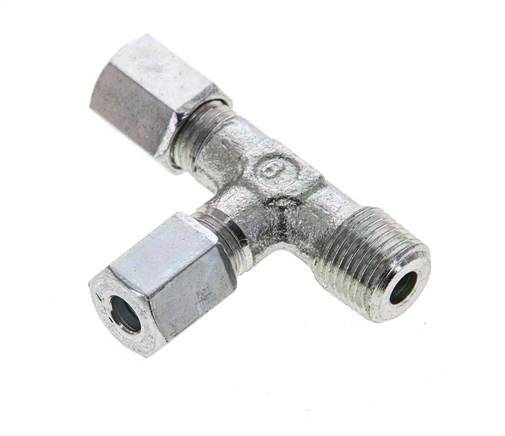 4LL & R1/8'' Zink Plated Steel Right Angle Tee Cutting Fitting with Male Threads 100 bar ISO 8434-1