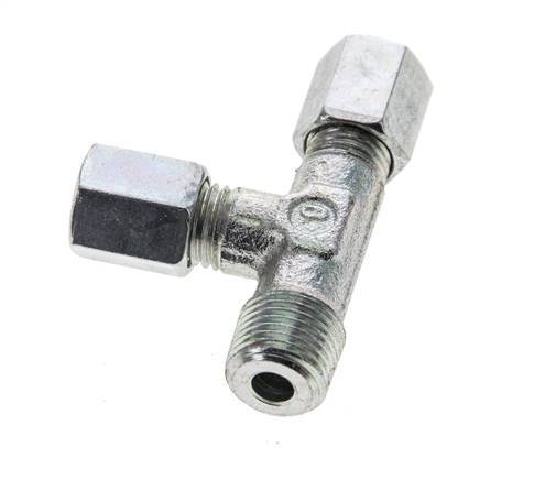 4LL & R1/8'' Zink Plated Steel Right Angle Tee Cutting Fitting with Male Threads 100 bar ISO 8434-1