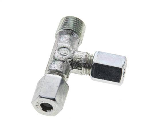 4LL & R1/8'' Zink Plated Steel Right Angle Tee Cutting Fitting with Male Threads 100 bar ISO 8434-1