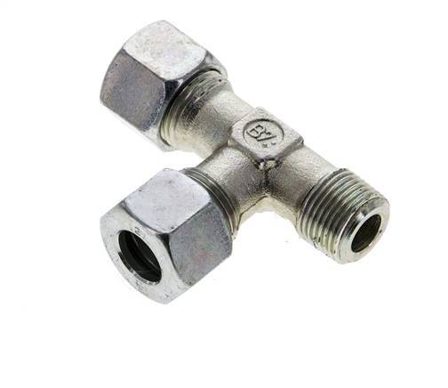 12L & R3/8'' Zink Plated Steel Right Angle Tee Cutting Fitting with Male Threads 315 bar ISO 8434-1