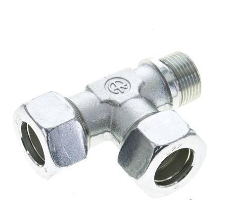 22L & G3/4'' Zink Plated Steel Right Angle Tee Cutting Fitting with Male Threads 160 bar ISO 8434-1