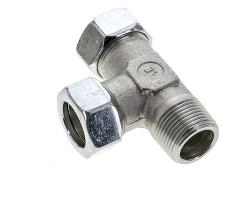 28L & G1'' Zink Plated Steel Right Angle Tee Cutting Fitting with Male Threads 160 bar ISO 8434-1