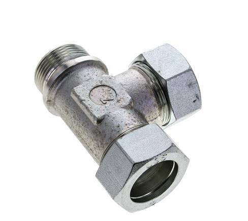 35L & G1-1/4'' Zink Plated Steel Right Angle Tee Cutting Fitting with Male Threads 160 bar ISO 8434-1