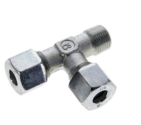 10S & R3/8'' Zink Plated Steel Right Angle Tee Cutting Fitting with Male Threads 630 bar ISO 8434-1