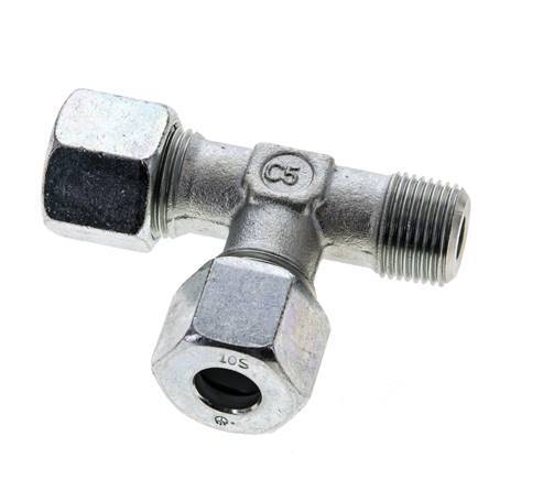 10S & R3/8'' Zink Plated Steel Right Angle Tee Cutting Fitting with Male Threads 630 bar ISO 8434-1