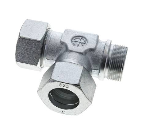 38S & G1-1/2'' Zink Plated Steel Right Angle Tee Cutting Fitting with Male Threads 315 bar ISO 8434-1