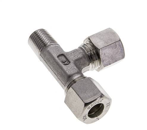 10L & R1/4'' Stainless Steel Right Angle Tee Compression Fitting with Male Threads 315 bar ISO 8434-1