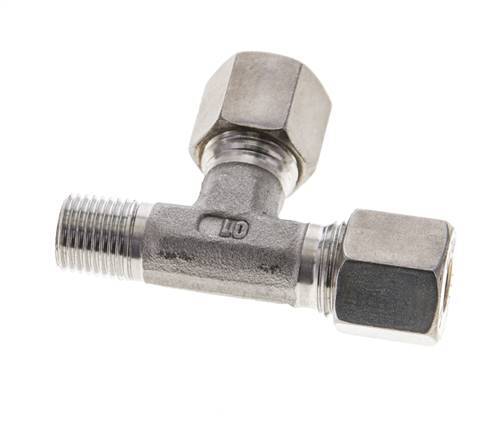 8S & R1/4'' Stainless Steel Right Angle Tee Compression Fitting with Male Threads 500 bar ISO 8434-1