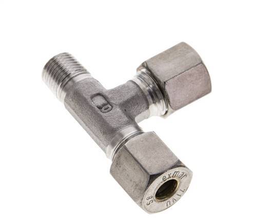 8S & R1/4'' Stainless Steel Right Angle Tee Compression Fitting with Male Threads 500 bar ISO 8434-1