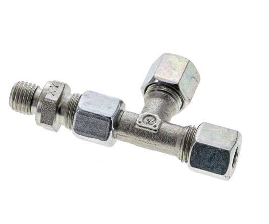 8L & M12x1.5 Zink Plated Steel Right Angle Tee Cutting Fitting with Male Threads 315 bar Adjustable ISO 8434-1